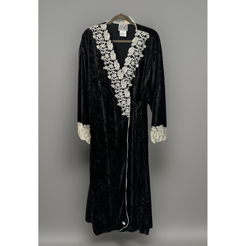Lacy Afternoon By Shell Kepler Black Lacy Whimsigoth Witchy Wrap Duster Size L - Picture 1 of 8